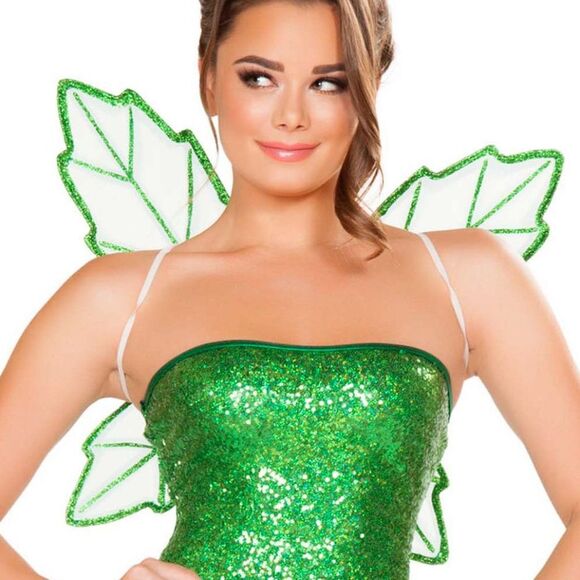 Green Fairy 2Pc Costume Womens Size M Roleplay Cosplay Dress and Wings - Picture 7 of 8